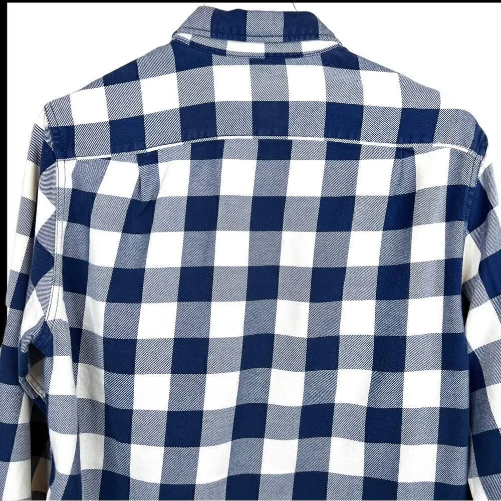 J.Crew Sportmen's Outfitter Long Sleeve Button Up Shirt Blue & White Men's Small